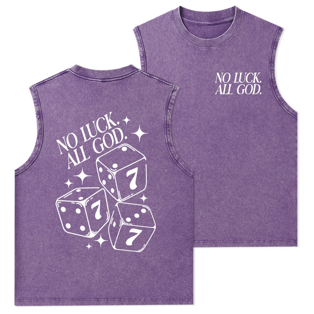 No Luck All God Christian Washed Tank Top