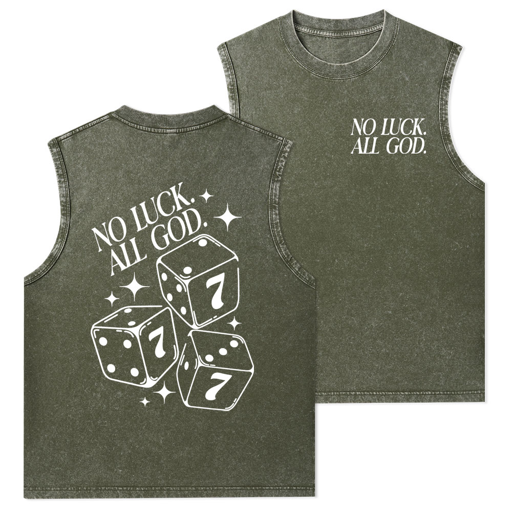 No Luck All God Christian Washed Tank Top