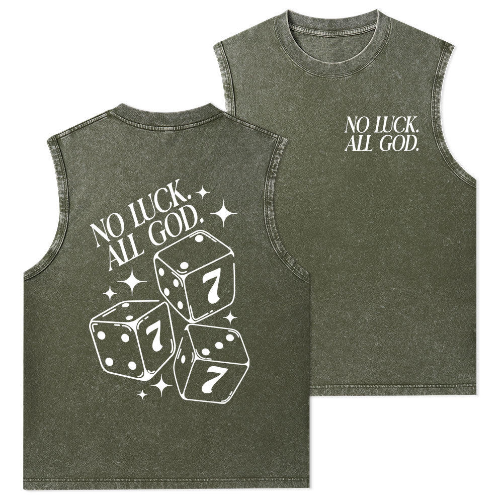 No Luck All God Christian Washed Tank Top