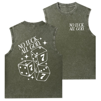 No Luck All God Christian Washed Tank Top