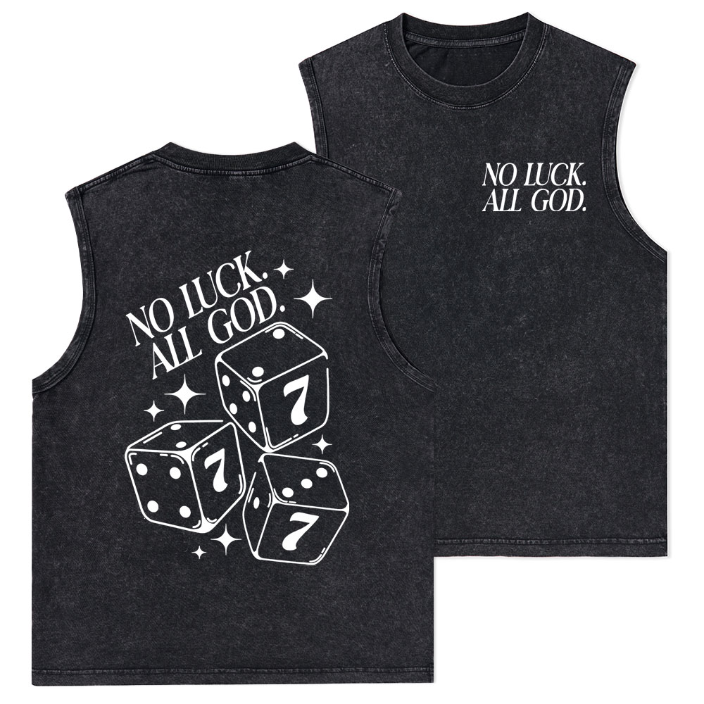 No Luck All God Christian Washed Tank Top