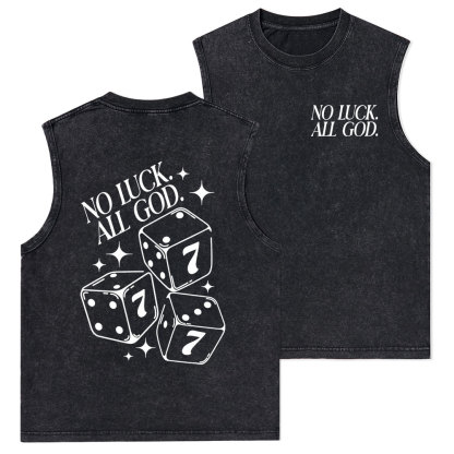 No Luck All God Christian Washed Tank Top