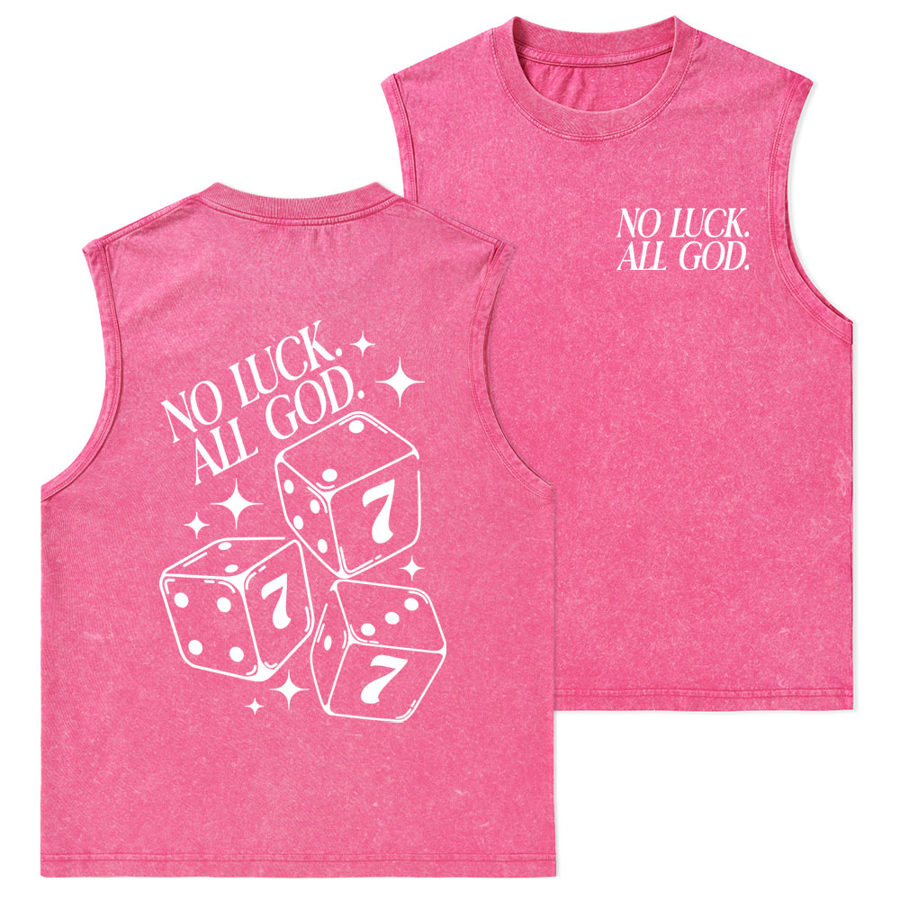 No Luck All God Christian Washed Tank Top
