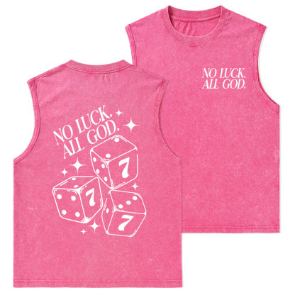 No Luck All God Christian Washed Tank Top