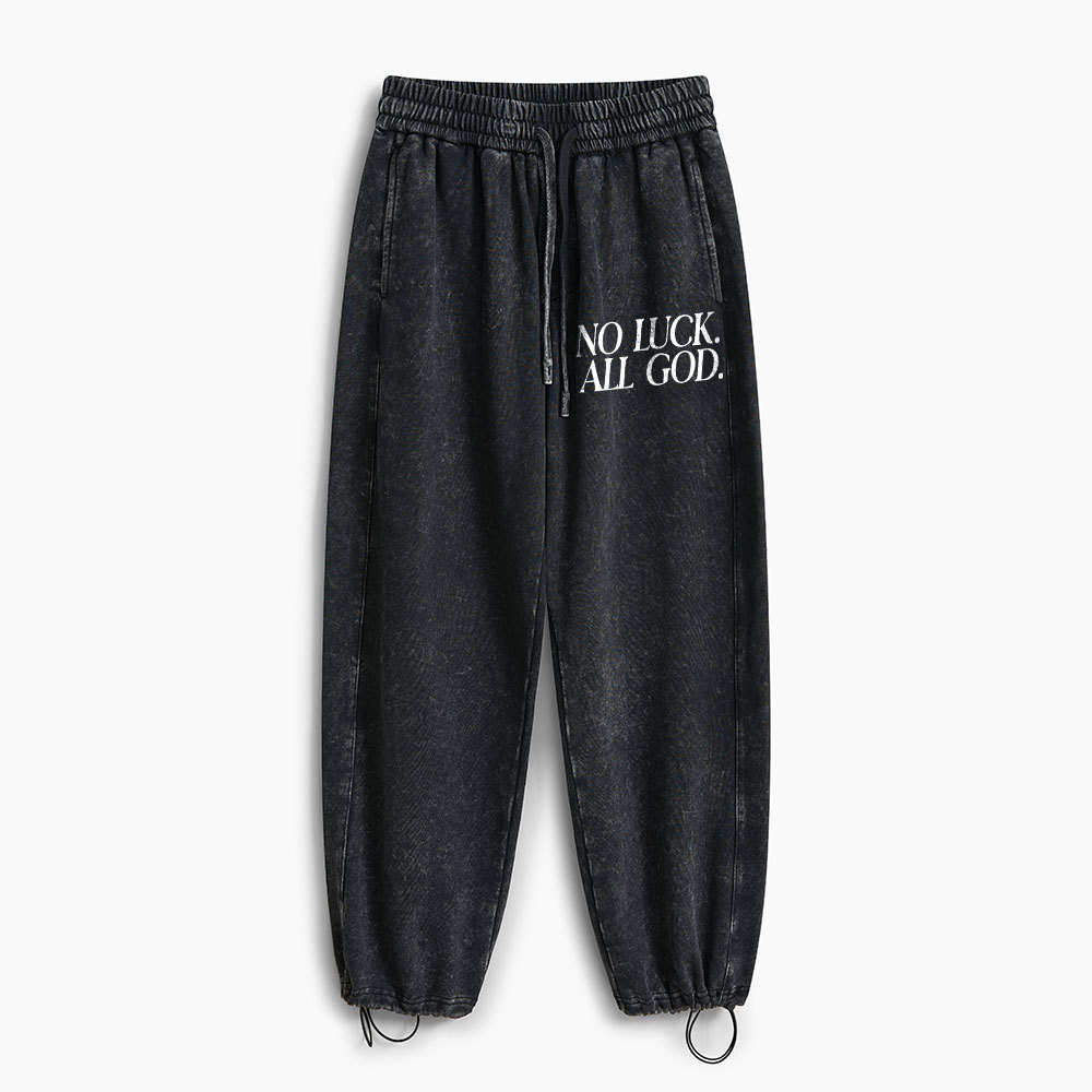 No Luck But God Christian Washed Sweatpants
