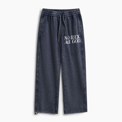 No Luck But God Christian Washed Sweatpants