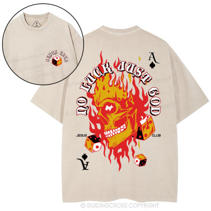 No Luck Just God Christian Washed T-Shirt