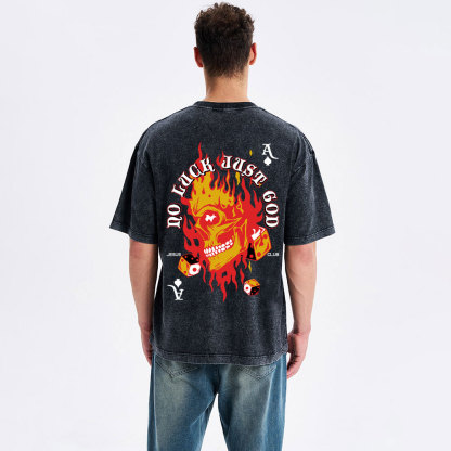 No Luck Just God Christian Washed T-Shirt