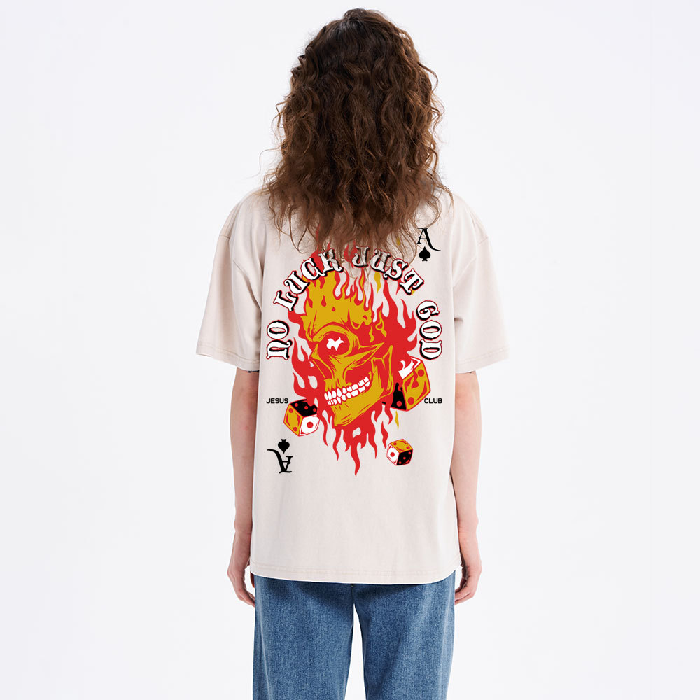 No Luck Just God Christian Washed T-Shirt