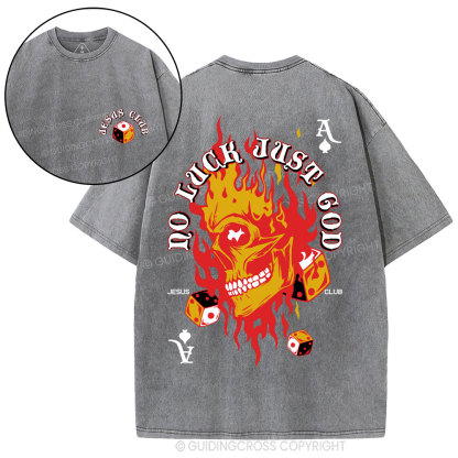 No Luck Just God Christian Washed T-Shirt