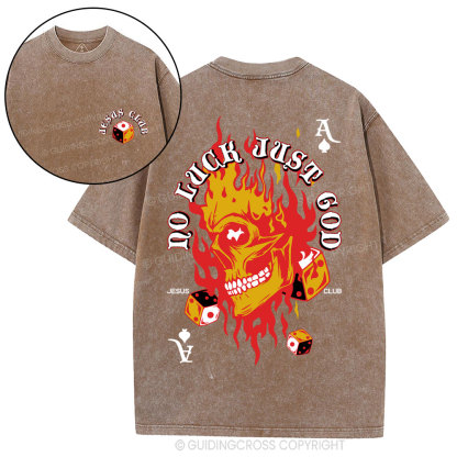 No Luck Just God Christian Washed T-Shirt