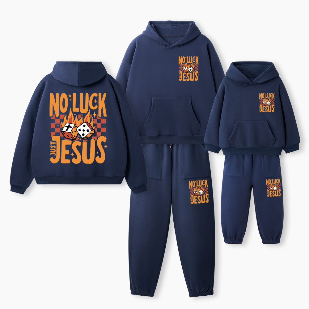 No Luck Just Jesus Christian Premium Matching Fleece Hoodie Set