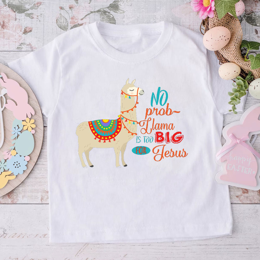 No Prob Llama Is Too Big For Jesus Christian Kid T-Shirt