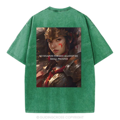 No Weapen Formed Against Me Christian Washed T-Shirt