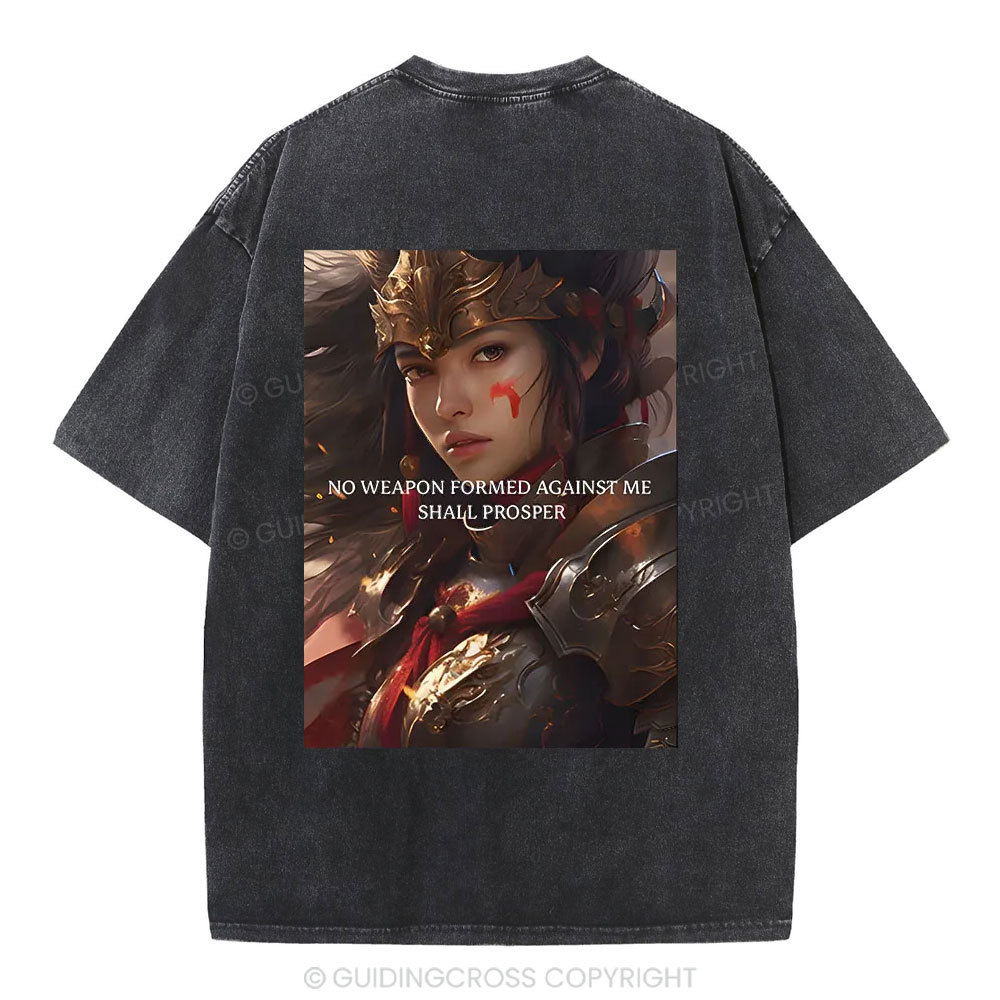 No Weapen Formed Against Me Christian Washed T-Shirt