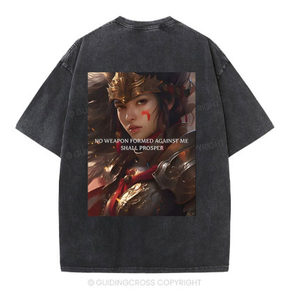 No Weapen Formed Against Me Christian Washed T-Shirt