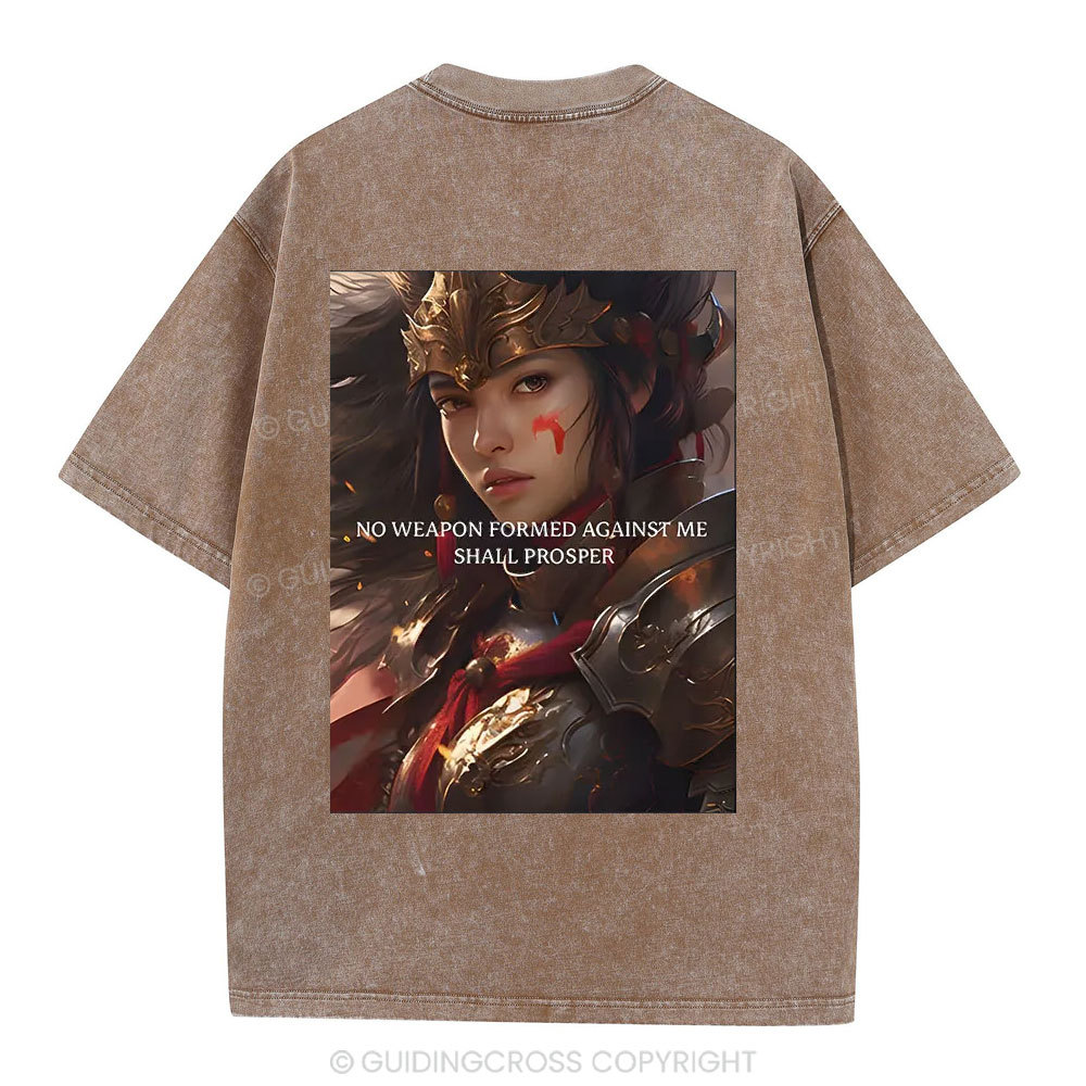 No Weapen Formed Against Me Christian Washed T-Shirt