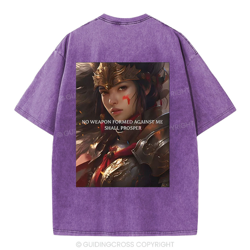 No Weapen Formed Against Me Christian Washed T-Shirt