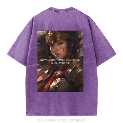 No Weapen Formed Against Me Christian Washed T-Shirt