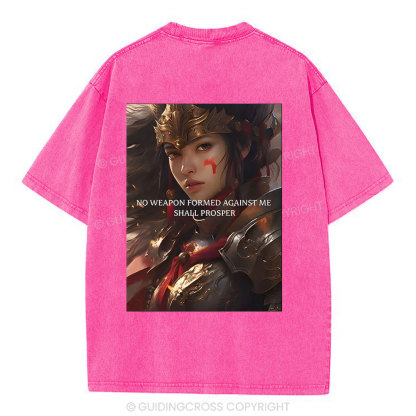 No Weapen Formed Against Me Christian Washed T-Shirt