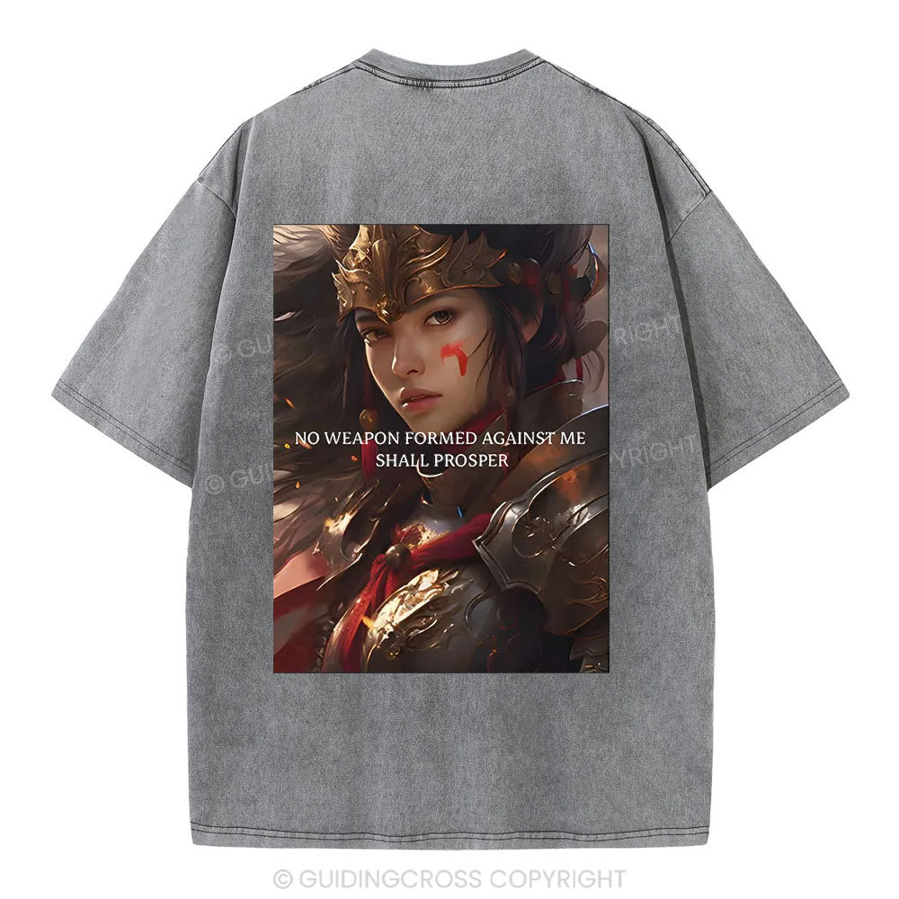 No Weapen Formed Against Me Christian Washed T-Shirt