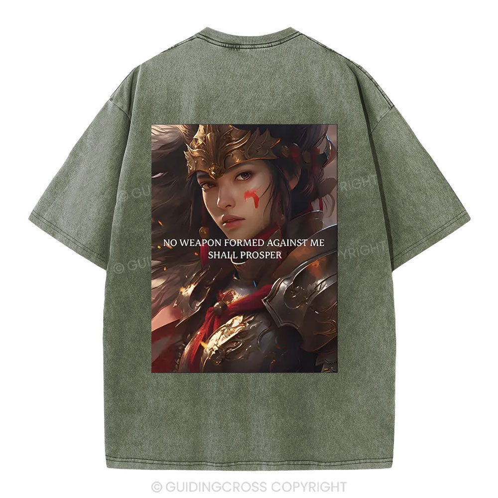 No Weapen Formed Against Me Christian Washed T-Shirt