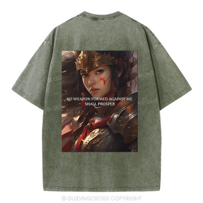 No Weapen Formed Against Me Christian Washed T-Shirt