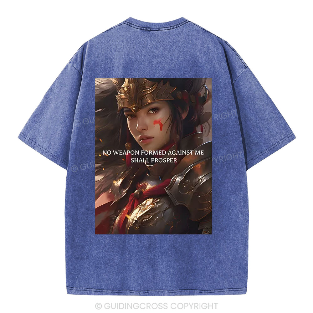 No Weapen Formed Against Me Christian Washed T-Shirt