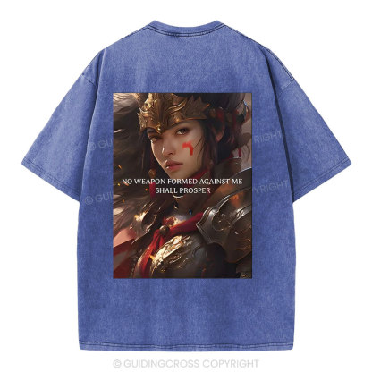 No Weapen Formed Against Me Christian Washed T-Shirt