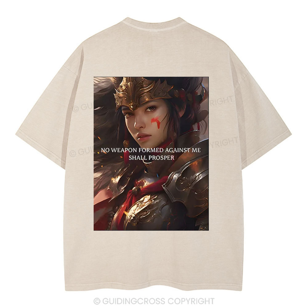 No Weapen Formed Against Me Christian Washed T-Shirt