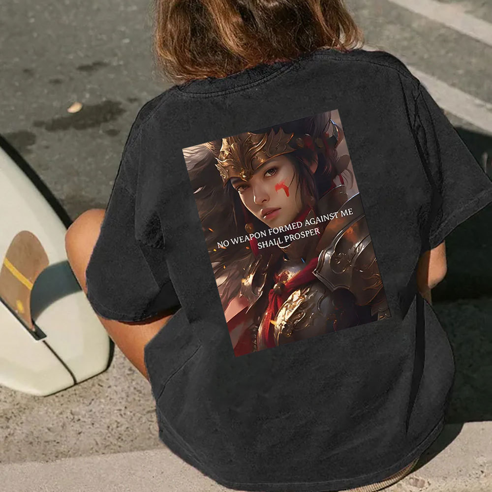 No Weapen Formed Against Me Christian Washed T-Shirt