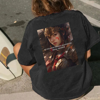 No Weapen Formed Against Me Christian Washed T-Shirt