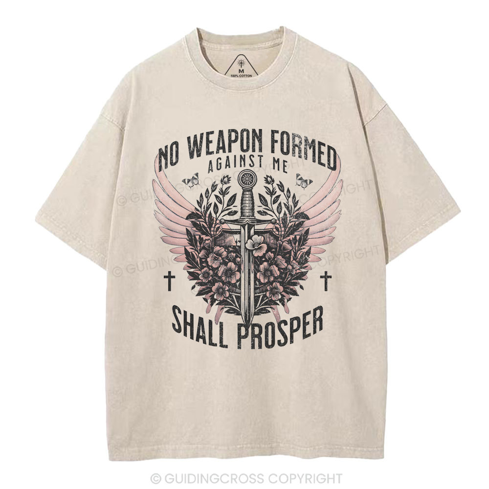No Weapen Formed Against Me Christian Washed T-Shirt