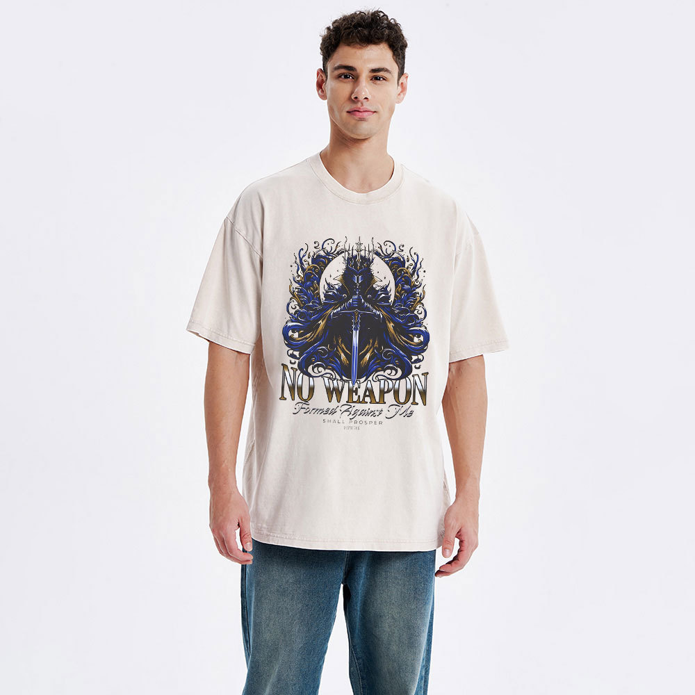 No Weapen Formed Against Me Christian Washed T-Shirt
