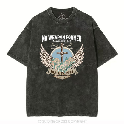 No Weapen Formed Against Me Christian Washed T-Shirt