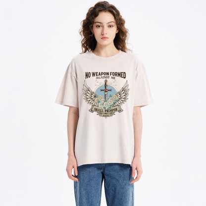 No Weapen Formed Against Me Christian Washed T-Shirt