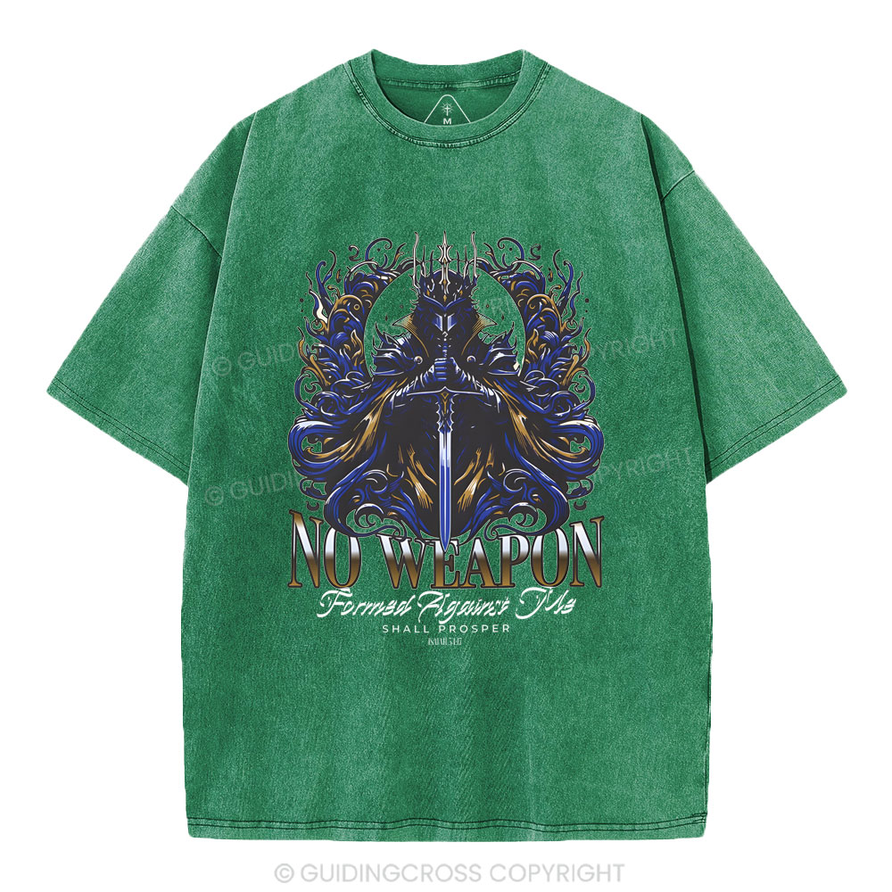 No Weapen Formed Against Me Christian Washed T-Shirt