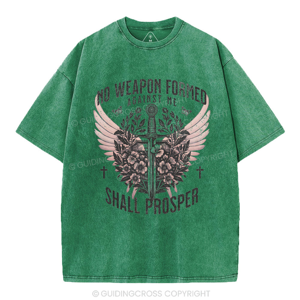 No Weapen Formed Against Me Christian Washed T-Shirt