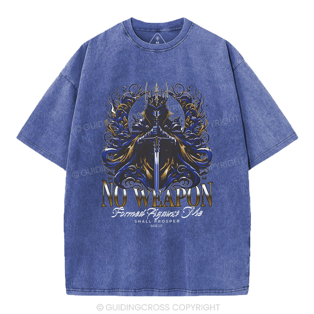 No Weapen Formed Against Me Christian Washed T-Shirt
