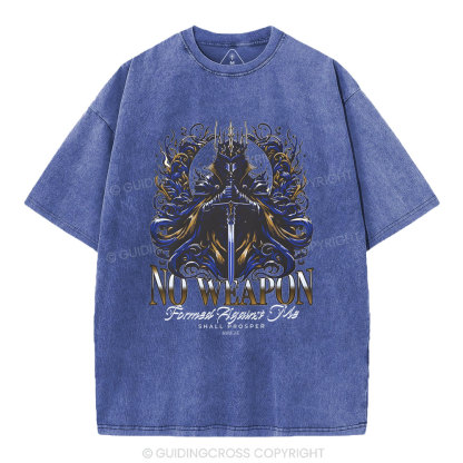 No Weapen Formed Against Me Christian Washed T-Shirt
