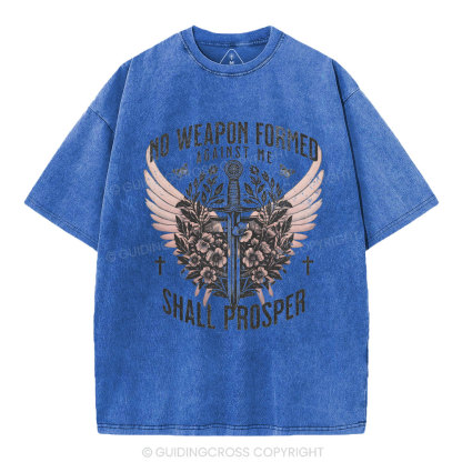 No Weapen Formed Against Me Christian Washed T-Shirt