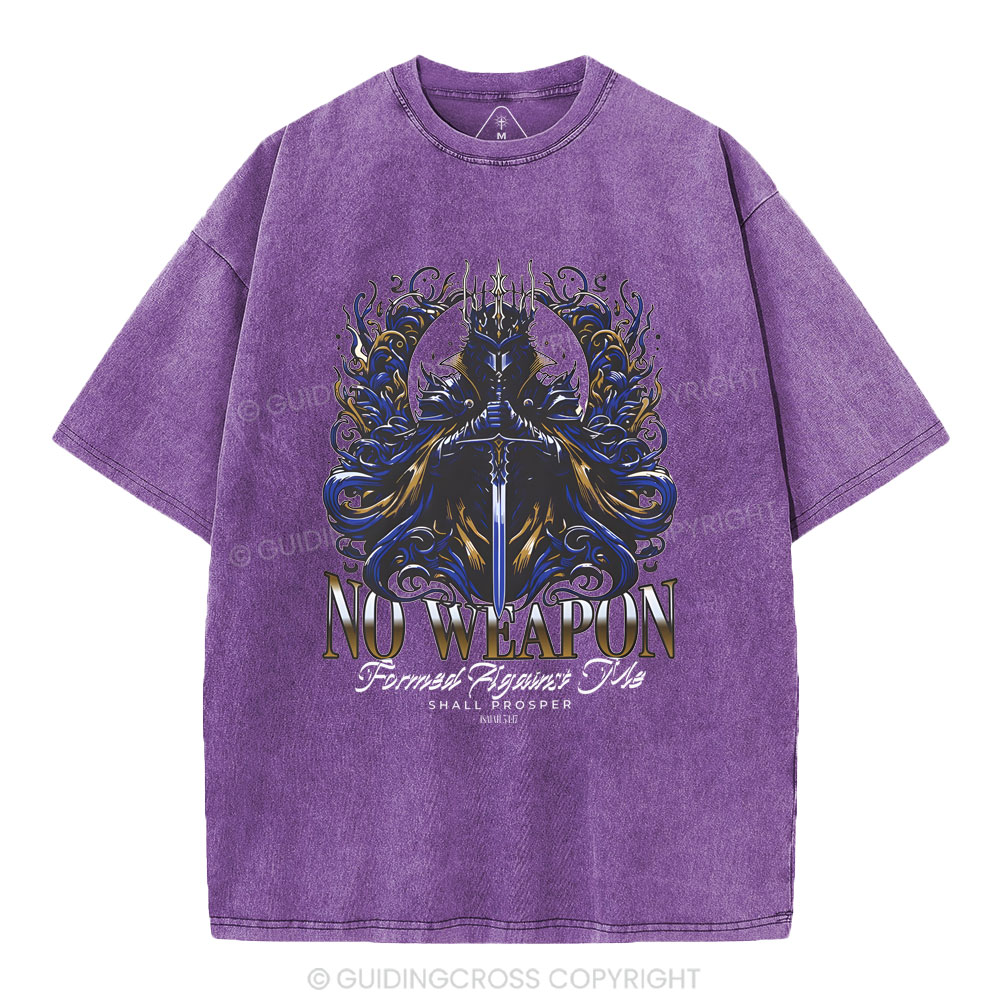 No Weapen Formed Against Me Christian Washed T-Shirt