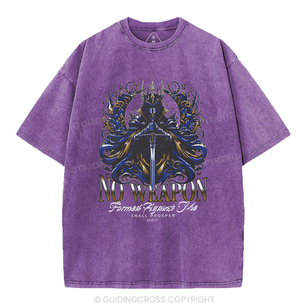 No Weapen Formed Against Me Christian Washed T-Shirt