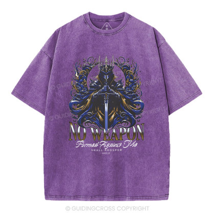 No Weapen Formed Against Me Christian Washed T-Shirt