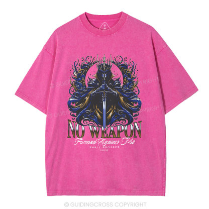 No Weapen Formed Against Me Christian Washed T-Shirt