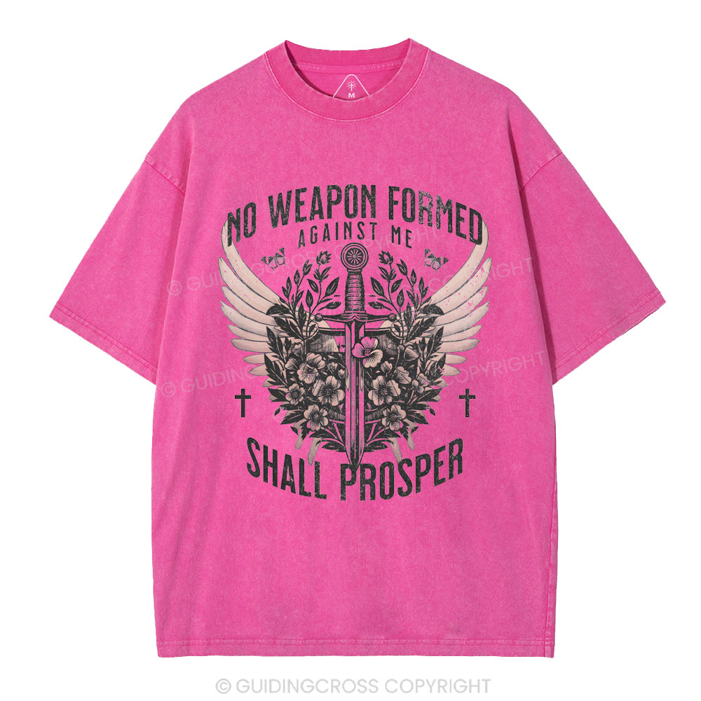 No Weapen Formed Against Me Christian Washed T-Shirt