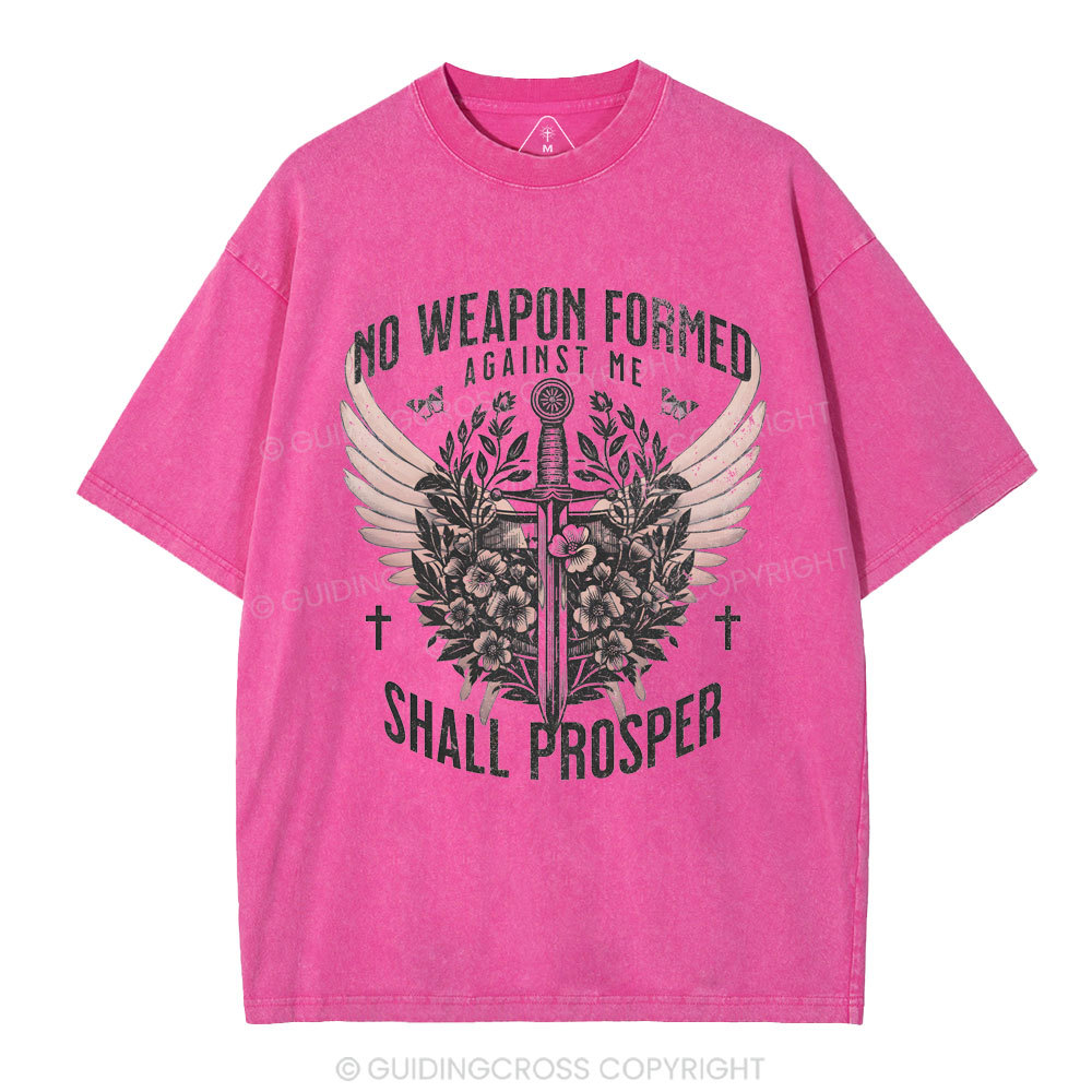 No Weapen Formed Against Me Christian Washed T-Shirt