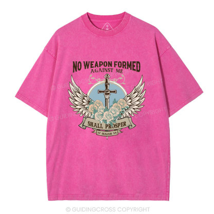 No Weapen Formed Against Me Christian Washed T-Shirt