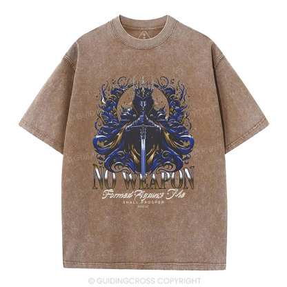 No Weapen Formed Against Me Christian Washed T-Shirt
