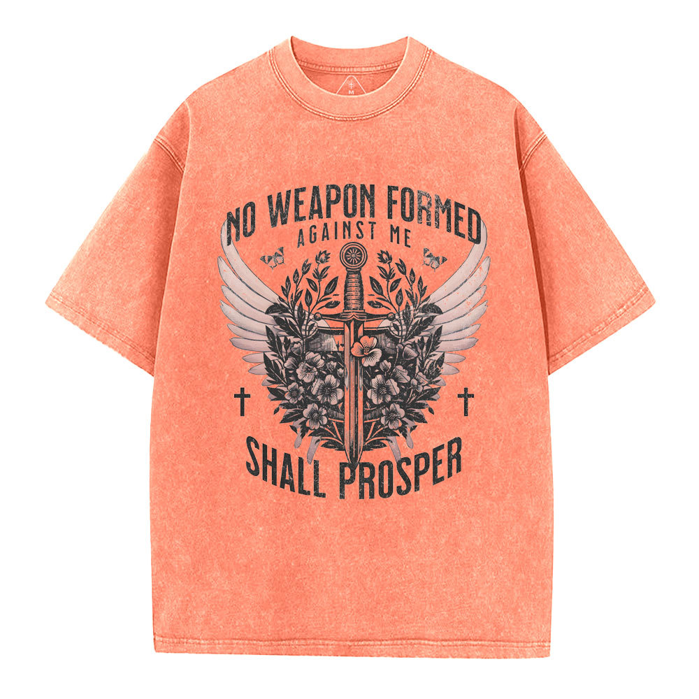 No Weapen Formed Against Me Christian Washed T-Shirt